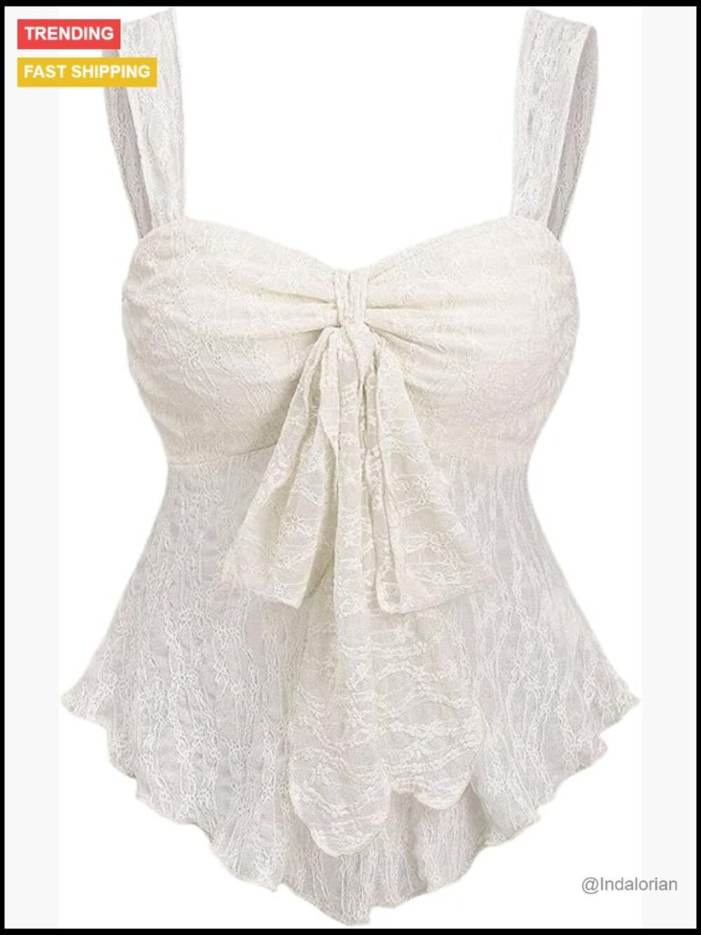 Sleeveless Babydoll Tank Top with Lace Peplum